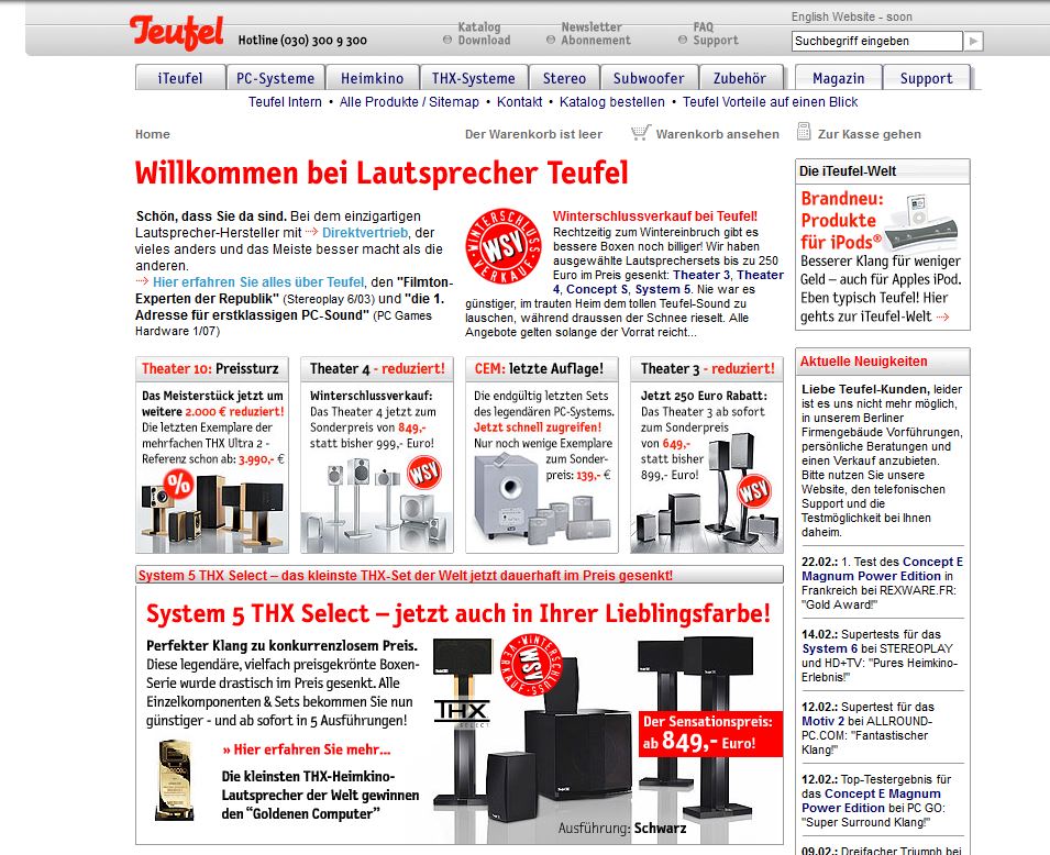 De oude Teufel website