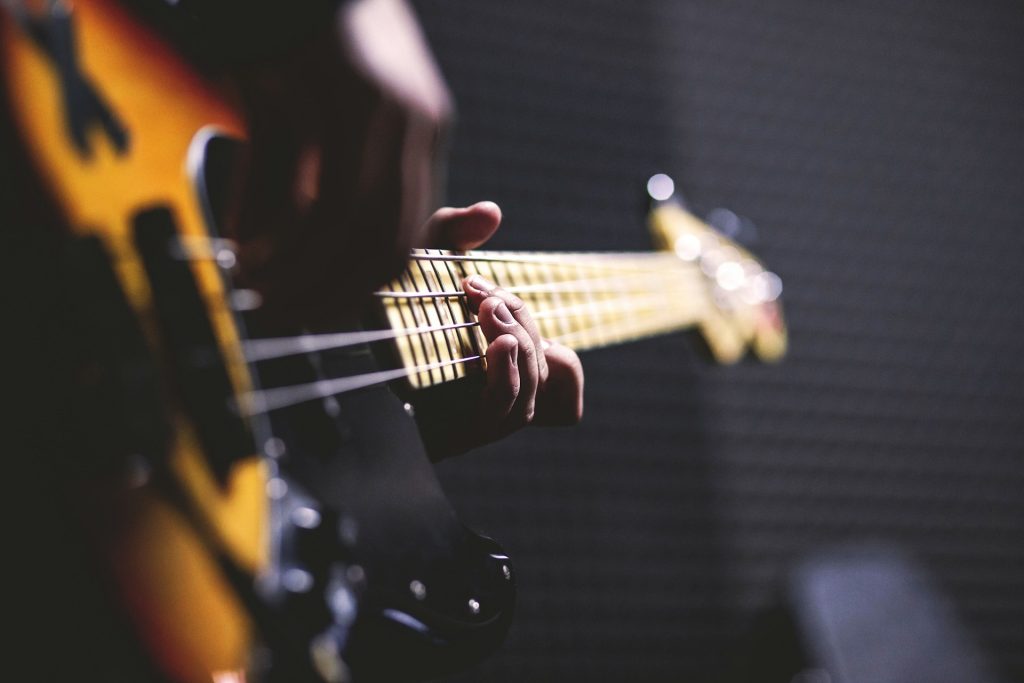 Fender elektrische bas close-up