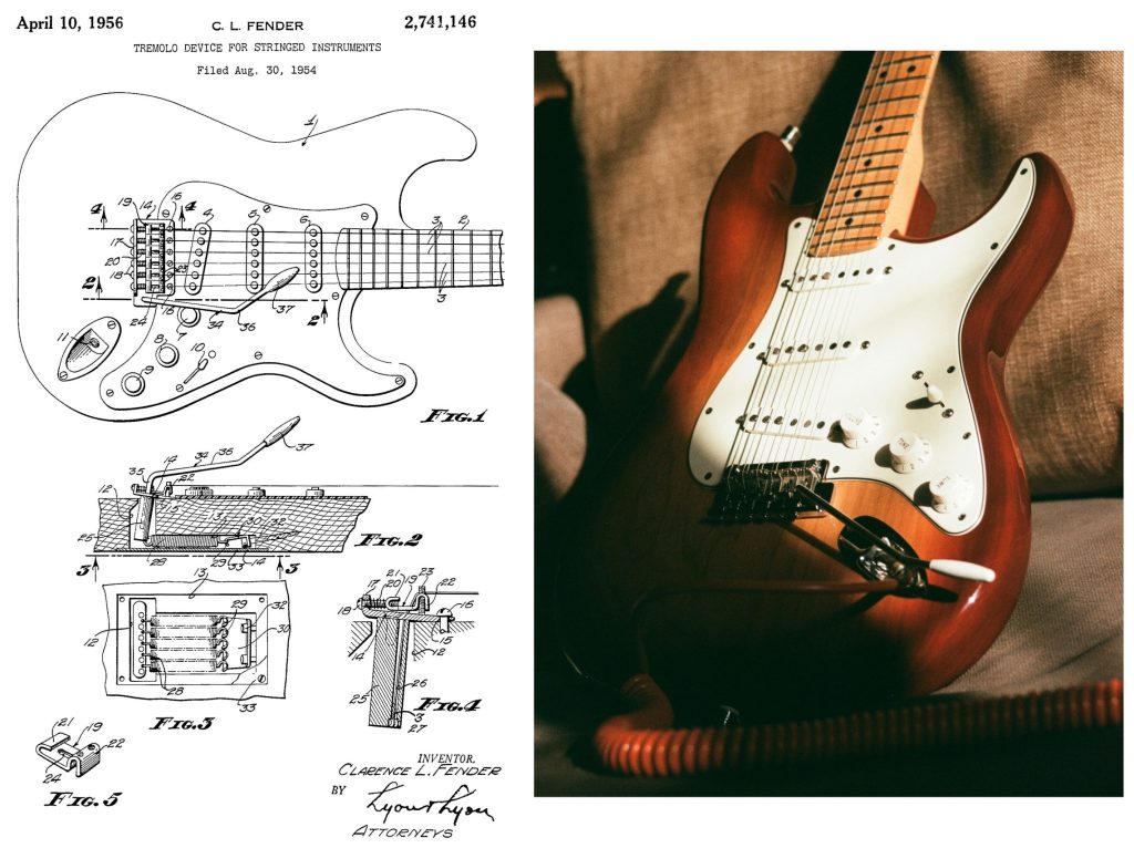 Patent Fender Stratocaster Tremolo Vibratosysteem