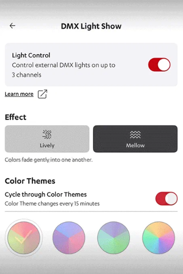 DMX lichtshow in de app